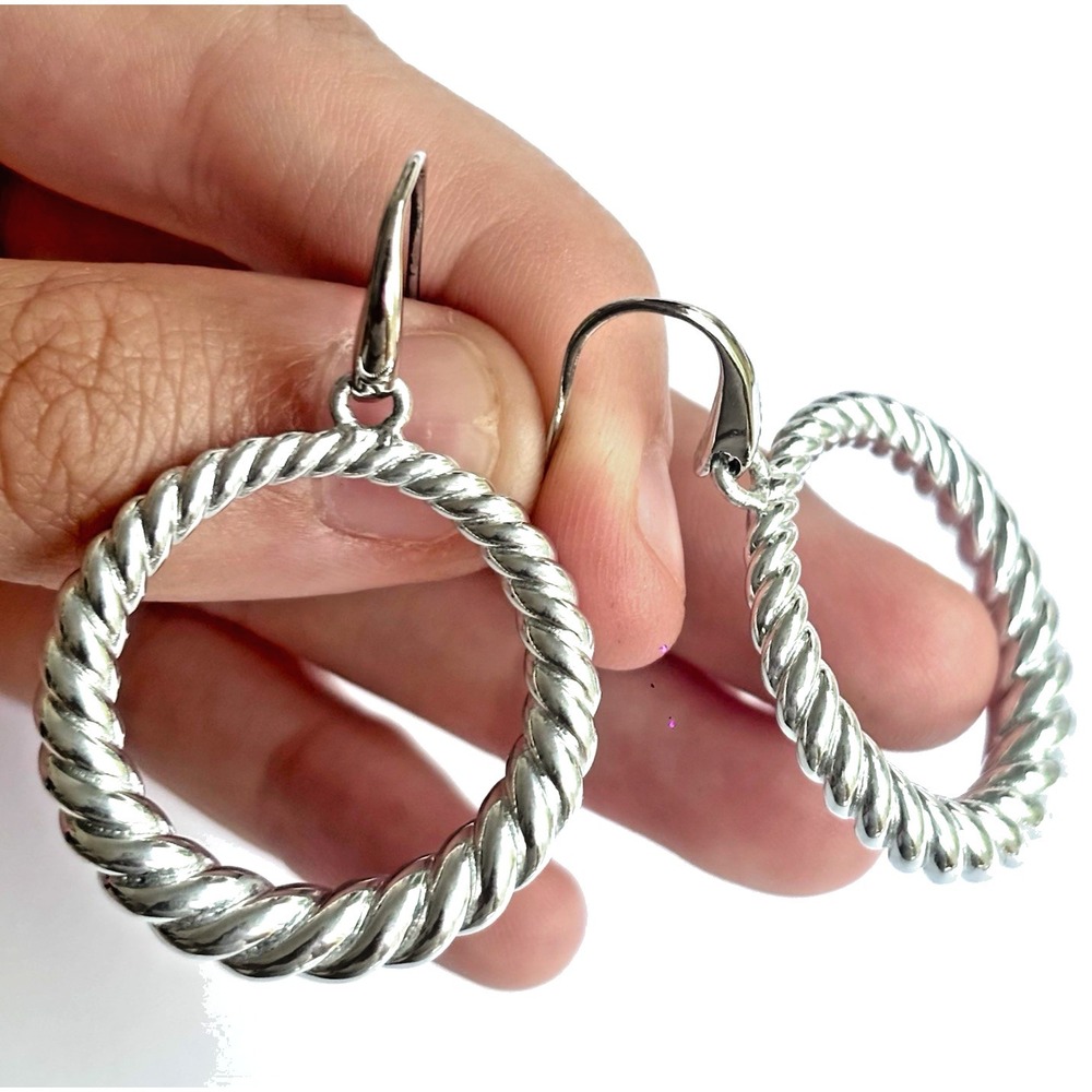 Arthur Court Aluminum Dangle Earrings 1.5 In Twisted Circle Discontinued Jewelry